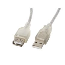Kabel Lanberg CA-USBE-12CC-0018-TR (USB 2.0 M - USB 2.0 F; 1,8m; kolor biały)