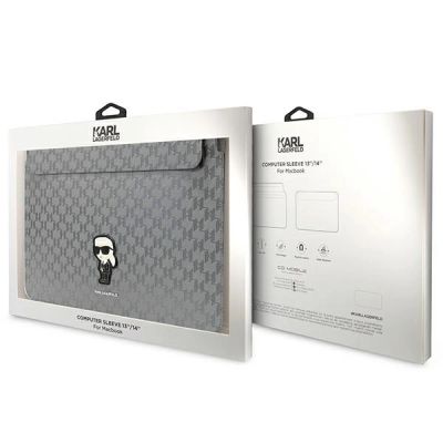 4. Pokrowiec Karl Lagerfeld Saffiano Monogram Ikonik na laptopa 14" - srebrny