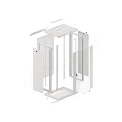 20. Szafa rack Lanberg WF01-6422-10S (22U; 1080mm / 600mm / 450 mm; wisząca; Szklane; 19''; kolor szary)