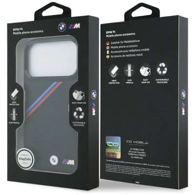 8. Etui BMW M Tricolor Metal Logo MagSafe do iPhone 17 Pro - czarne