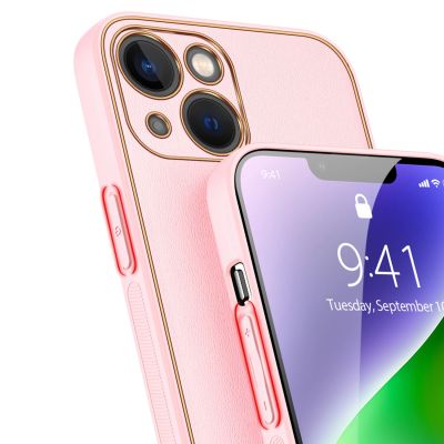 7. Dux Ducis Yolo etui iPhone 14 Plus elegancki pokrowiec ze skóry ekologicznej różowy