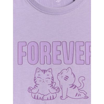 6. T-shirt regular z nadrukiem dziewczęcy 4F 4FJRAW26TTSHF4240-52S