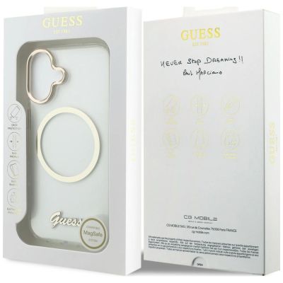 8. Etui Guess IML Script Metal MagSafe na iPhone 17 - przezroczyste
