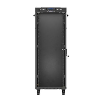 7. Szafa instalacyjna rack stojąca 19" 32U 600x1000 czarna drzwi przeszklone LCD Lanberg (flat pack)