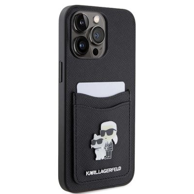 4. Etui Karl Lagerfeld Saffiano Cardslot KC Metal Pin do iPhone 15 Pro Max - czarne