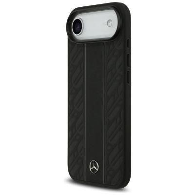 2. Etui Mercedes Leather Laurel Leaves Stripes MagSafe do iPhone 17 Air - czarne