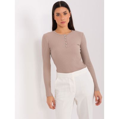 Ciemnobeżowa bawełniana bluzka BASIC FEEL GOOD  (RV-BZ-9211.26X)