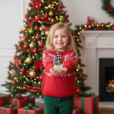 10. BAŁWANEK DEKORACYJNY 20CM Z CZAPKĄ W BIAŁO CZARNĄ KRATKĘ