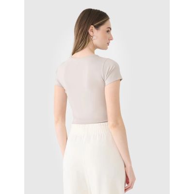 5. T-shirt crop top gładki damski 4F 4FRSS25TTSHF2695-83S