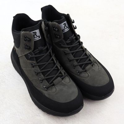 4. Skórzane trapery męskie wodoodporne szare Rieker U0174-42