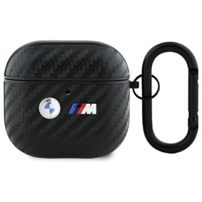 Etui BMW Carbon Double Metal Logo na AirPods 4 - czarne