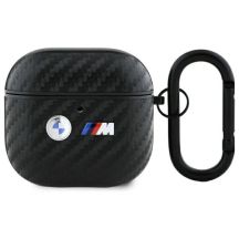 Etui BMW Carbon Double Metal Logo na AirPods 4 - czarne