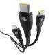 5. Kabel 3w1 Baseus Flash Series 3 100W USB-C - USB-C+USB-C+Lightning 1,5m + 3 x 0,25 m - czarny