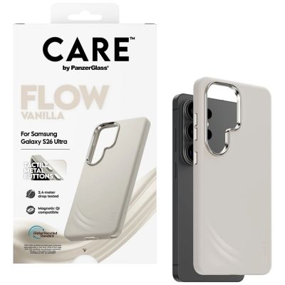 4. Etui CARE by PanzerGlass Flow Vanilla Qi na Samsung Galaxy S26 Ultra - beżowe