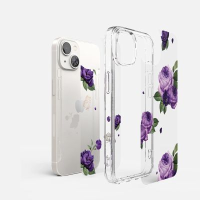 5. Ringke Fusion Design pancerne etui pokrowiec z żelową ramką iPhone 14 Plus przezroczysty (Purple rose) (FD637E29)