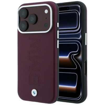 Etui BMW Sign Centered Deboss MagSafe na iPhone 17 Pro Max / 18 Pro Max - bordowe