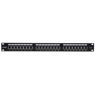 4. INTELLINET 24-Port Cat6a Patchpanel FTP 1HE schwarz