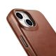 15. iCarer CE Oil Wax Premium Leather Folio Case skórzane etui iPhone 14 Plus z klapką magnetyczne MagSafe brązowy (AKI14220707-BN)