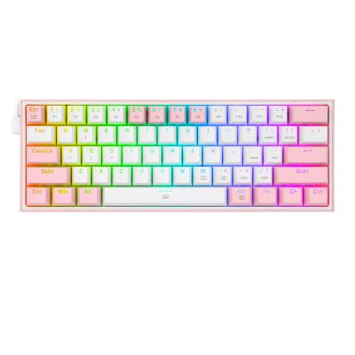 3. REDRAGON K617-RGB Fizz RGB White/Pink klawiatura USB Różowy, Biały