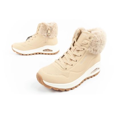 17. Skechers Uno Rugged buty sportowe damskie botki ocieplane zimowe brązowe