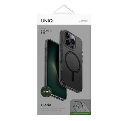 4. Etui UNIQ Clario Magclick Charging z MagSafe na iPhone 16 Pro -półprzezroczyste