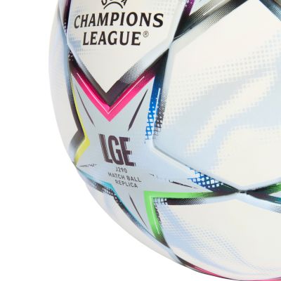 4. Piłka nożna adidas UCL League J290 26/27 League Stage biało-błękitna KE9767