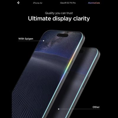 9. Szkło hartowane Spigen Glas.TR EZ Fit Pro na iPhone 17 Air - przezroczyste
