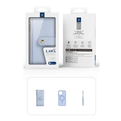 4. Etui skórzane Dux Ducis Lawa na iPhone 15 Pro Max - niebieskie