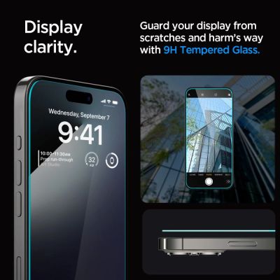 8. Szkło hartowane Spigen Glas.tR EZ Fit na iPhone 15 Pro - 2 szt.