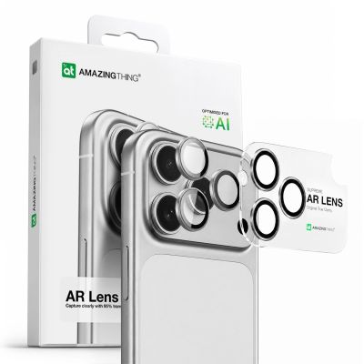 5. Szkło na aparat AMAZINGTHING Lens Glass na iPhone 17 Pro / Pro Max ze srebrną ramką aluminiową