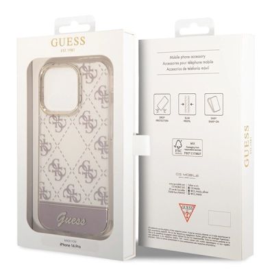 8. Etui Guess 4G Pattern Script na iPhone 14 Pro - różowe