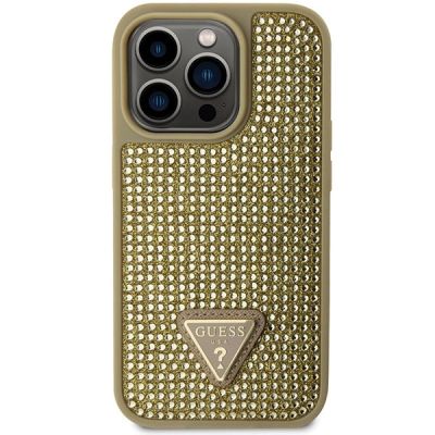 3. Etui Guess Rhinestone Triangle na iPhone 14 Pro - złote