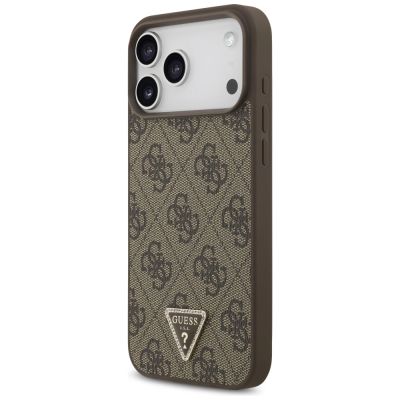 2. Etui Guess Leather 4G Triangle Strass MagSafe na iPhone 17 Pro Max - brązowe