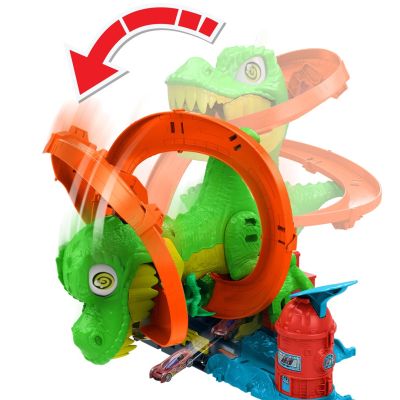 Hot Wheels City Zakręcony tor Remiza T-Rexa JBM73 MATTEL