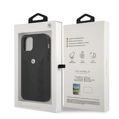8. Etui BMW Leather Curve Perforate na iPhone 12 Pro Max - czarne