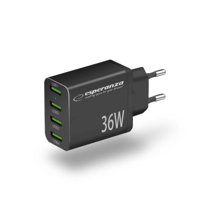 2. ESPERANZA ŁADOWARKA SIECIOWA 36W 4X USB-A QC 3.0 18W EZC107K