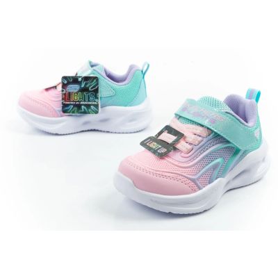8. Skechers buty sportowe dziecięce Color Breeze LED dla dziewczynki turkusowe