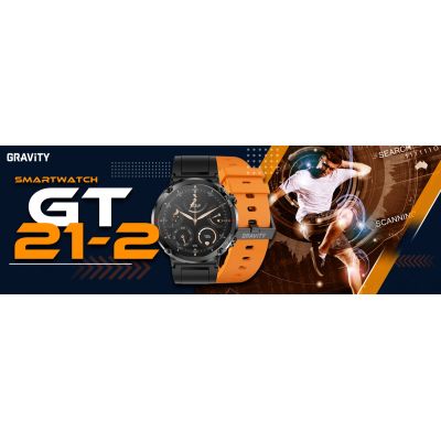 8. Smartwatch Gravity GT21-2 + Pomarańczowy Pasek Silikonowy