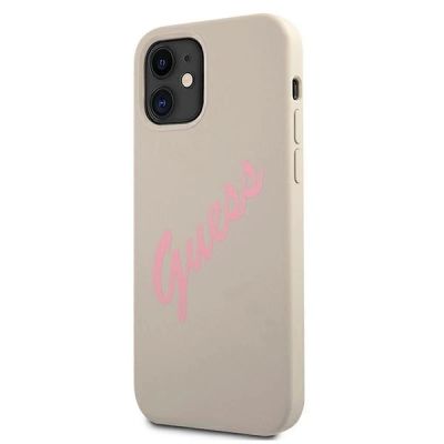 2. Etui Guess Silicone Vintage na iPhone 12 mini - szaro-różowe