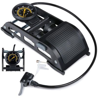 9. POMPKA NOŻNA 2 TŁOKOWA Z MANOMETREM  ROWER SAMOCHÓD PIŁKA DUNLOP