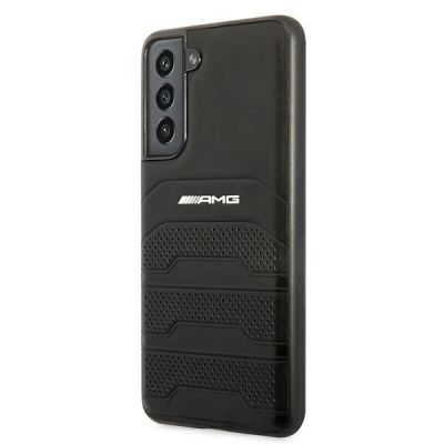 2. Etui AMG Leather Debossed Lines na Samsung Galaxy S21 FE - czarne