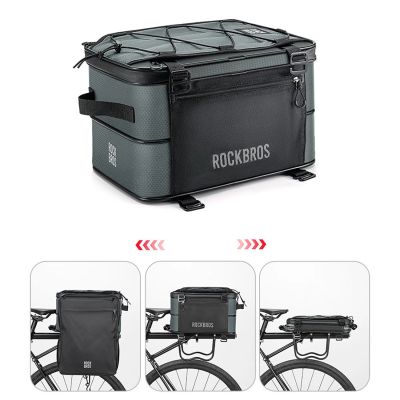 12. Torba rowerowa Rockbros A30 ROAD TO SKY składana na bagażnik 15-30 l - szara