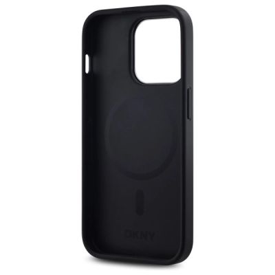 7. Etui DKNY Plain Logo MagSafe na iPhone 14 Pro - czarne