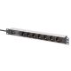 Listwa zasilająca PDU Rack 19" zab. przeciwprzepięciowe+filtr EMI/RFI, 7 gniazd Schuko CEE 7/3 (45°), kabel 2m wtyk Unischuko CEE 7/7, 16A, aluminiowa