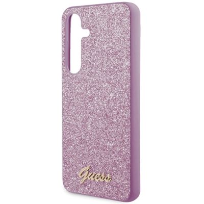 6. Etui Guess Glitter Script na Samsung Galaxy S24+ - fioletowe