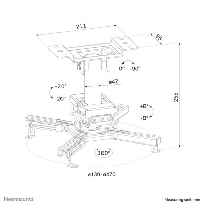 15. Uchwyt sufitowy do projektora Neomounts CL25-530WH1