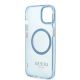 7. Etui Guess Gold Outline Translucent MagSafe na iPhone 13 - niebieskie