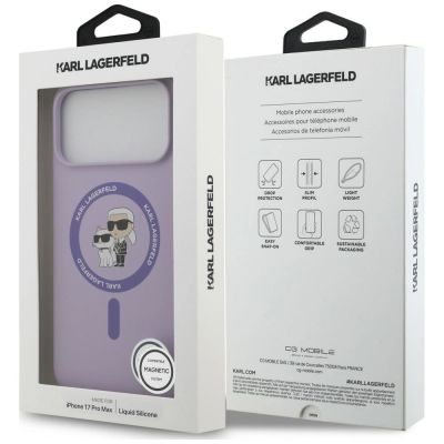 8. Etui Karl Lagerfeld Silicone Karl&Choupette Ring MagSafe na iPhone 18 Pro Max / 17 Pro Max - fioletowe