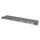 Panel krosowy high density 19'' 24x RJ45, LSA poziom, kat.6, ekranowany, 0.5U, czarny, prowadnica kabli