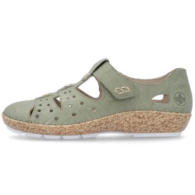 15. Półbuty damskie na rzep komfortowe ażurowe zielone Rieker 44852-52